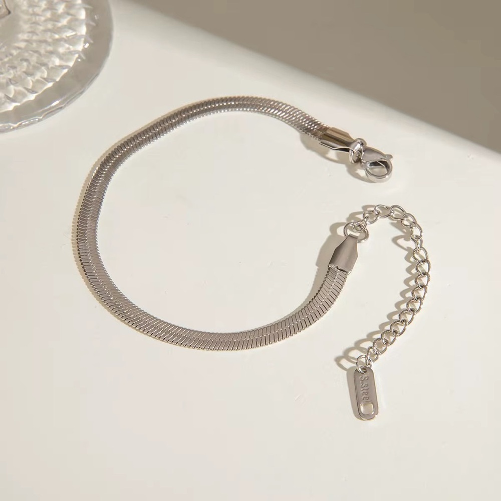 Silver-Tone Stainless Steel Herringbone Bracelet - Picture 4 of 6